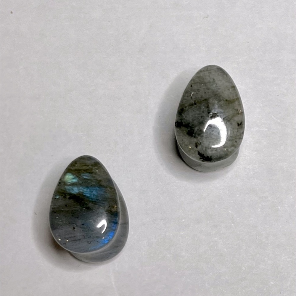 Labradorite teardrop plugs